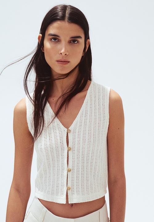 H&M - Textured jersey waistcoat - cream