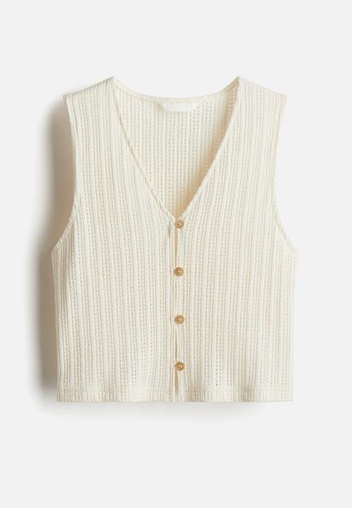 H&M - Textured jersey waistcoat - cream