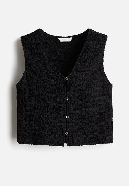 H&M - Textured jersey waistcoat - black