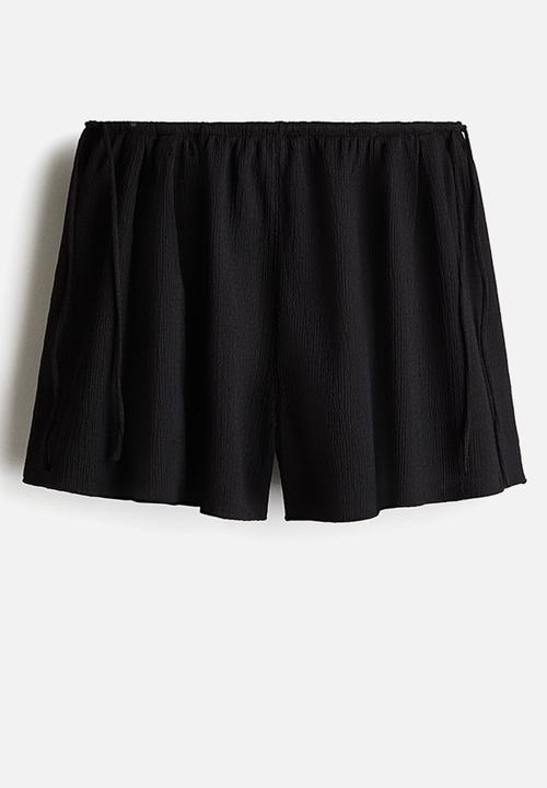 H&M - Crinkled jersey shorts - black