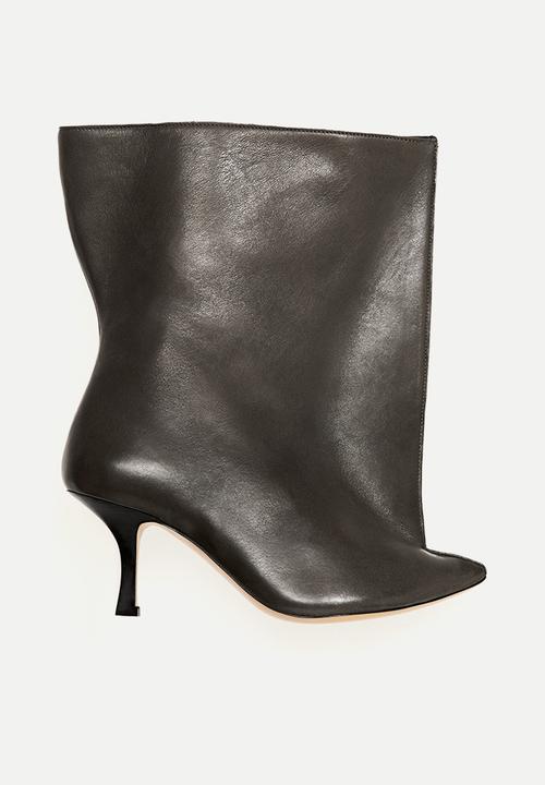 H&M - Heeled leather ankle boots - dark grey