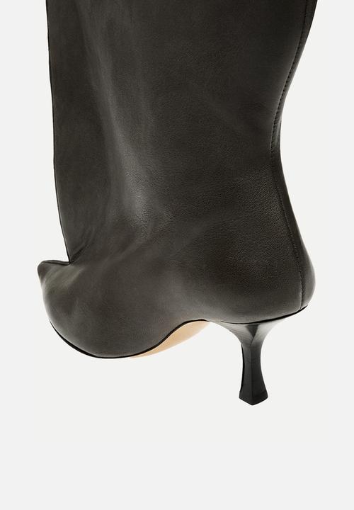 H&M - Heeled leather ankle boots - dark grey