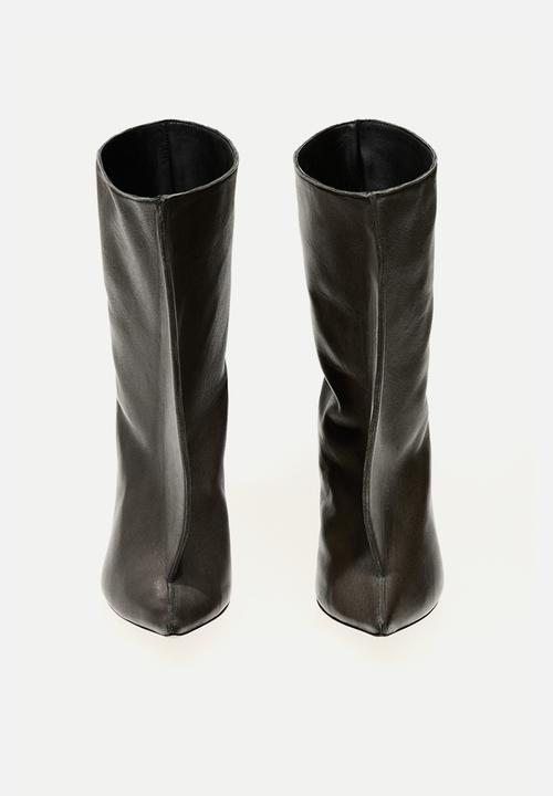 H&M - Heeled leather ankle boots - dark grey