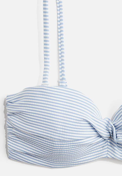 H&M - Padded balconette bikini top - light blue striped