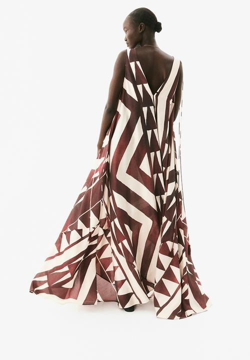 H&M - Voluminous maxi dress - rust red patterned