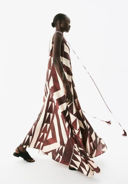 H&M - Voluminous maxi dress - rust red patterned