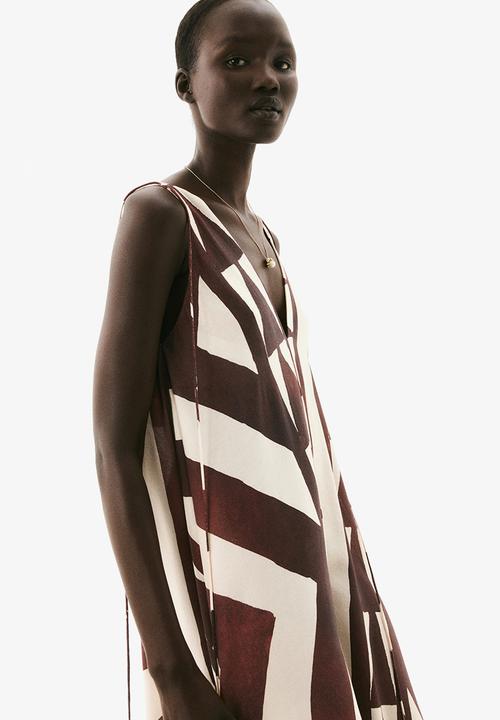 H&M - Voluminous maxi dress - rust red patterned
