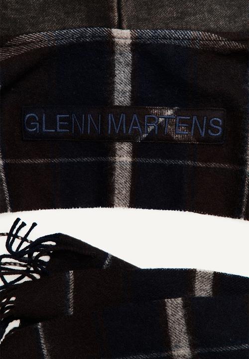 H&M - Hooded wool scarf - dark blue/checked