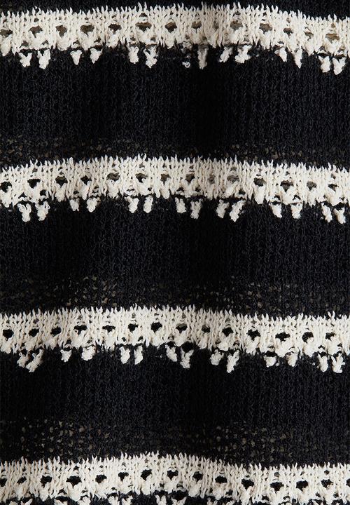 H&M - Collared knitted top - black striped