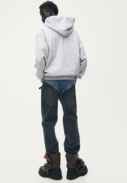 H&M - Glenn Martens H&M: Embroidery-detail hoodie - light grey marl