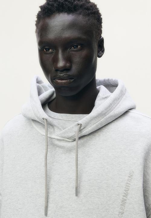 H&M - Glenn Martens H&M: Embroidery-detail hoodie - light grey marl