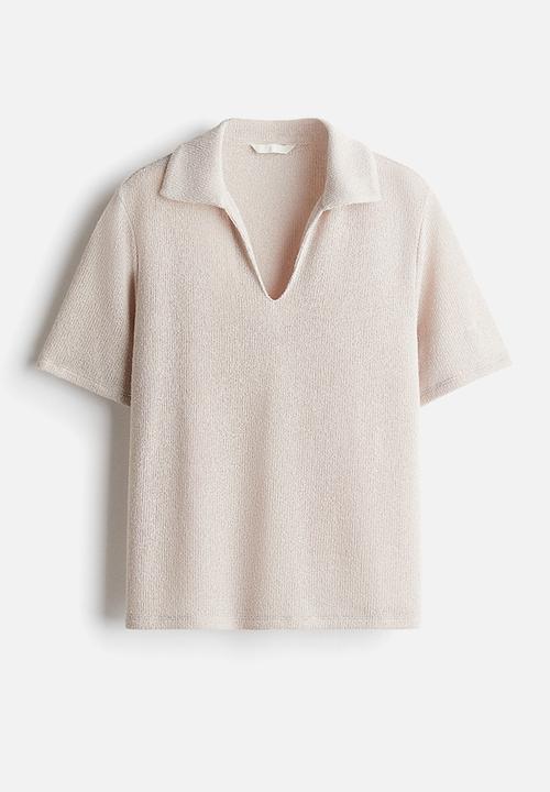 H&M - Collared knitted top - light beige