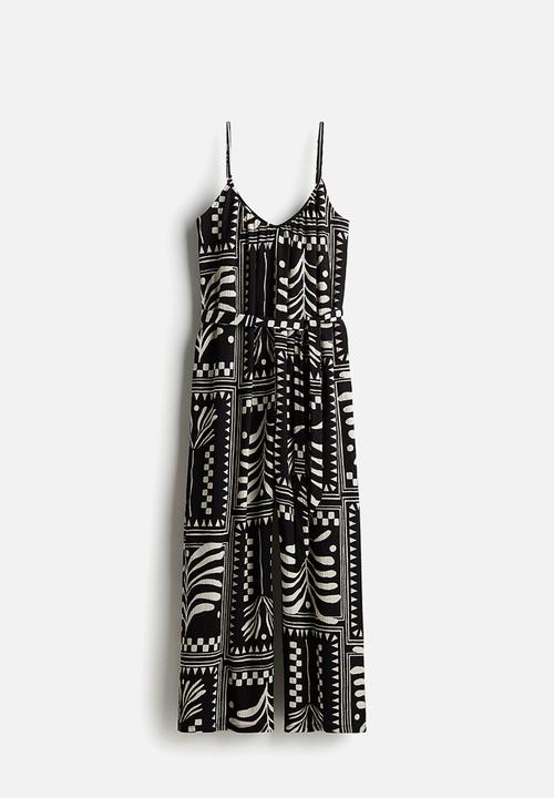 H&M - Crinkled strappy jumpsuit - black patterned