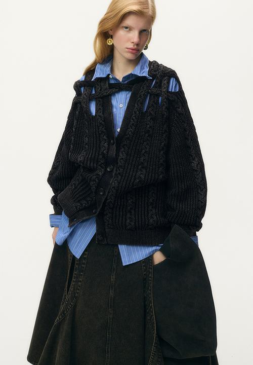 H&M - Glenn Martens H&M: Cable-knit cardigan - black