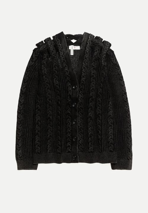 H&M - Glenn Martens H&M: Cable-knit cardigan - black