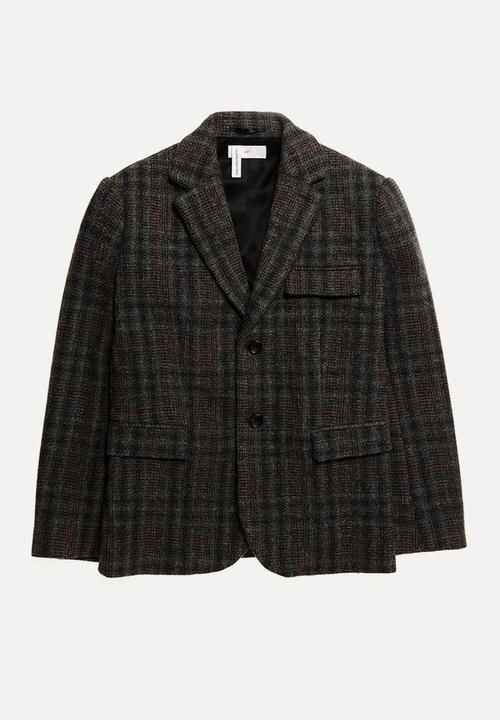 H&M - Wool-blend blazer - dark brown checked