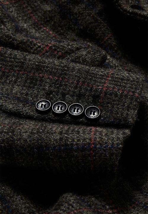 H&M - Wool-blend blazer - dark brown checked
