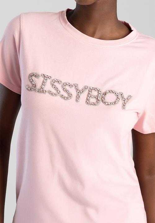 SISSY BOY - Afterglow: Regular T-shirt With Piink Diamante Transfer Logo - Pink