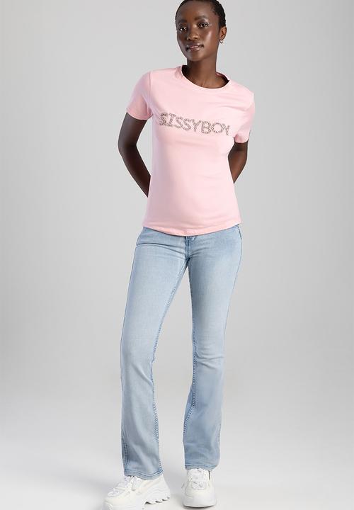 SISSY BOY - Afterglow: Regular T-shirt With Piink Diamante Transfer Logo - Pink