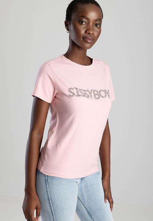 SISSY BOY - Afterglow: Regular T-shirt With Piink Diamante Transfer Logo - Pink