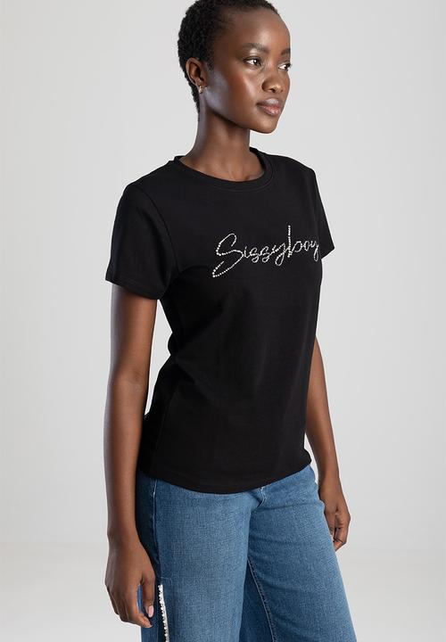 SISSY BOY - Dream Drifter : Regular T-shirt With Pearl And Bling Transfer - Black