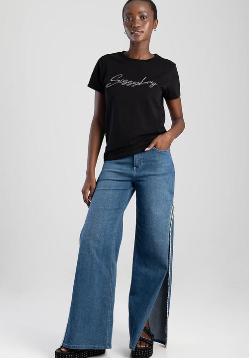 SISSY BOY - Dream Drifter : Regular T-shirt With Pearl And Bling Transfer - Black
