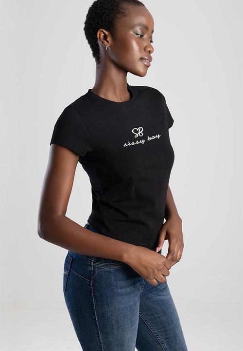 SISSY BOY - Lexi: Basic Baby T-shirt With Embroided Logo  - Black