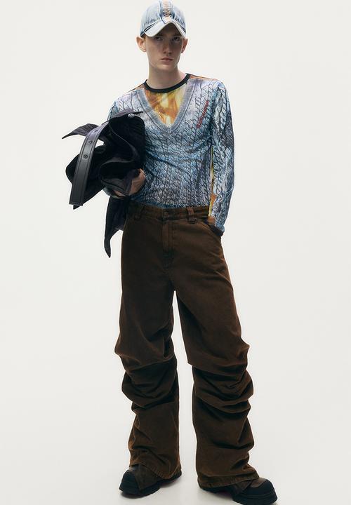 H&M - Glenn Martens H&M: Slouchy twill trousers - dark brown