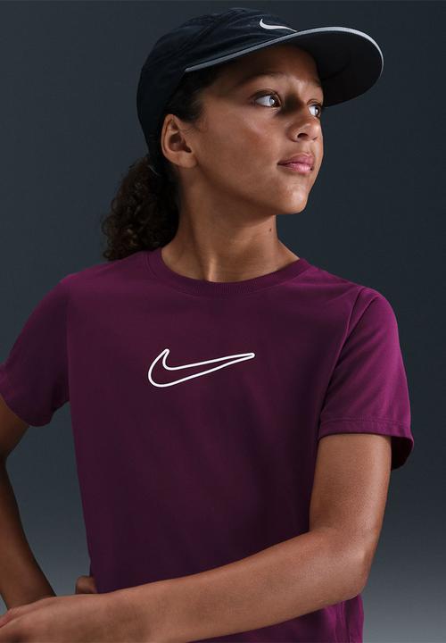 Nike - Girls Nike Dri-Fit One Std Short Sleeve Top Hbr-Bordeaux/White