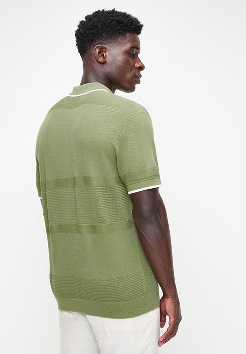 POLO - MADDOX Textured Knitted Ss Golfer - Fatigue