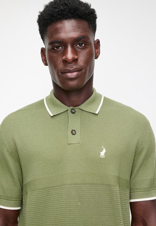 POLO - MADDOX Textured Knitted Ss Golfer - Fatigue