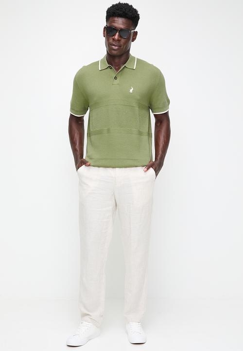 POLO - MADDOX Textured Knitted Ss Golfer - Fatigue