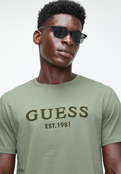 GUESS - Ss Cn Guess Box Logo Tee - Mossy Green