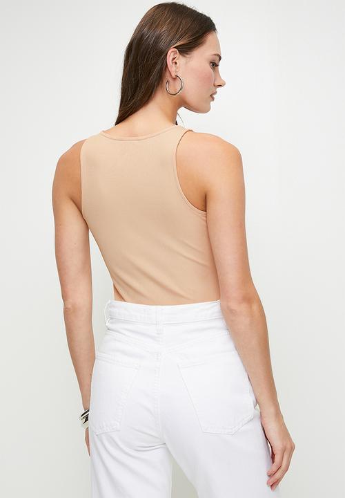 GUESS - Sl Round Nk Guendalina Top - Neutral Ivory
