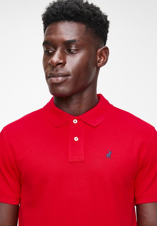 POLO - Mens stretch pique short sleeve golfer - red