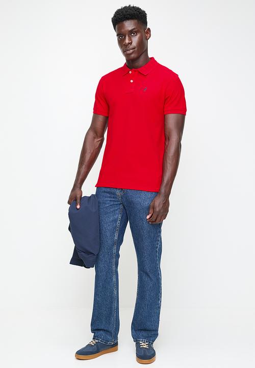 POLO - Mens stretch pique short sleeve golfer - red