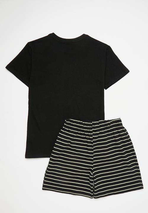 Pop Candy - Shorts Pj Set - black/black stripe