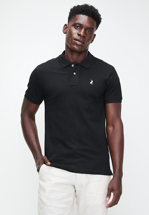 Mens stretch pique short sleeve golfer - black