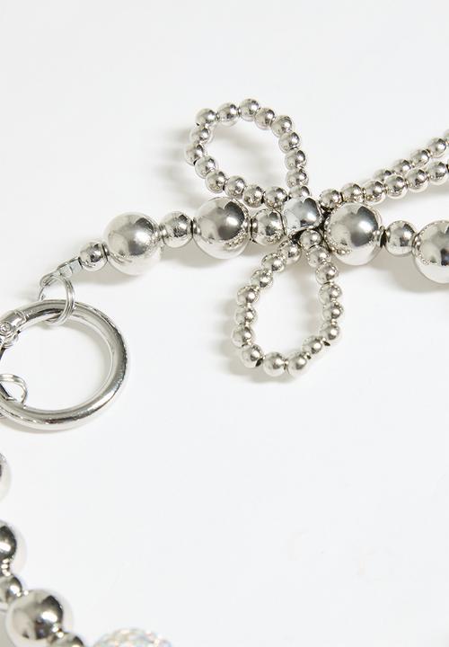 Tessa Design - Andrea beaded bow bag charm - silver
