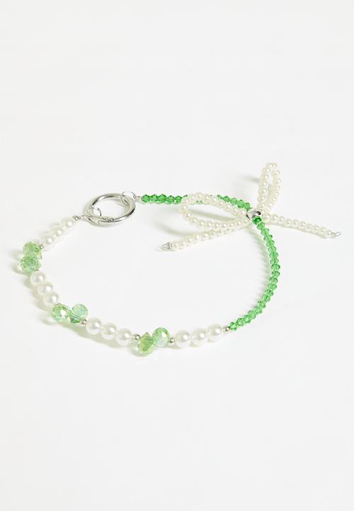 Tessa Design - Gabriella beaded pearl bag charm accessory - green