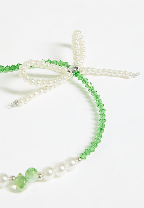 Tessa Design - Gabriella beaded pearl bag charm accessory - green