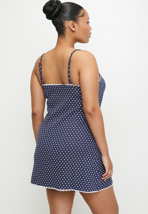 Cotton On - Plus 90 S Cami Nightie - Navy Vision Stacy Polka Dots