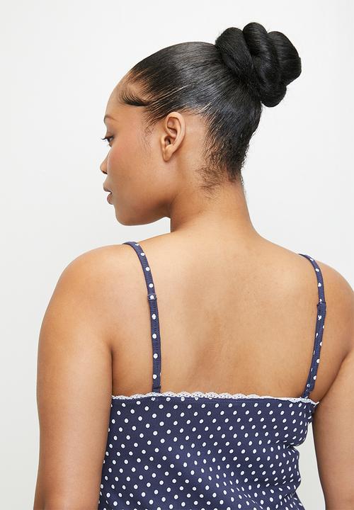 Cotton On - Plus 90 S Cami Nightie - Navy Vision Stacy Polka Dots