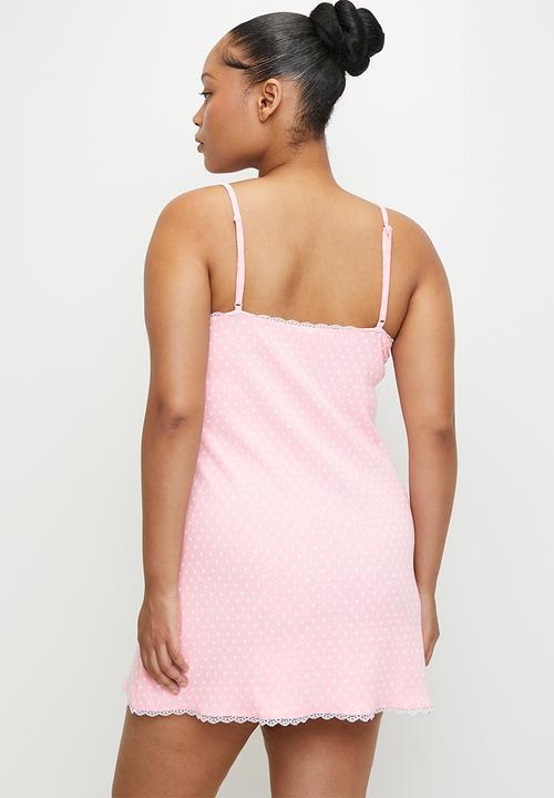 Cotton On - Plus 90 S Cami Nightie - Blushing Bride Stacy Polka Dots
