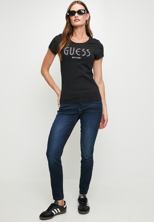 GUESS - Cn Ss Guess Logo Tee - Jet Black A996
