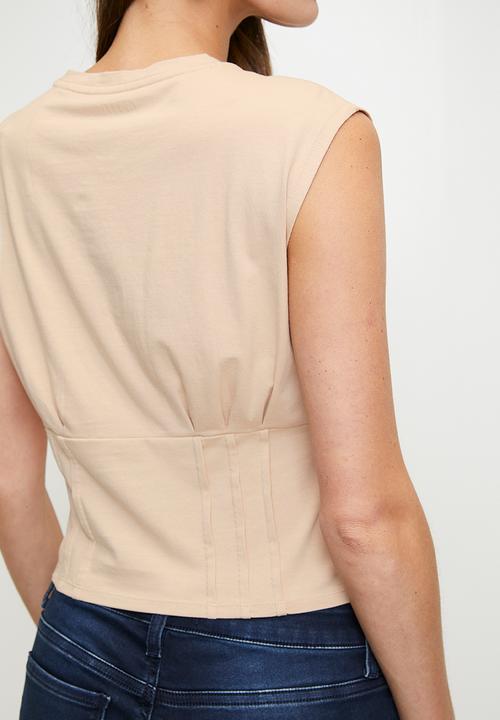 GUESS - Sl Parakeet Corset Tee - Neutral Ivory