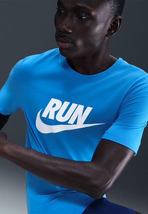 Nike - Dri-FIT Running Swoosh  T-Shirt  - Blue Hero/White