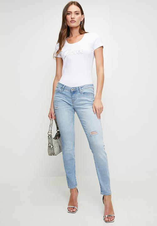 GUESS - Tayla Power Skinny Jeans - Light Wash