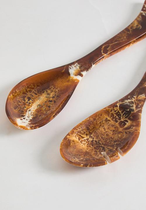 Sixth Floor - Resin serving spoons set of 2 - Brown