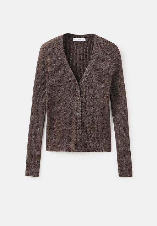 MANGO - Cardigan vana - dark brown